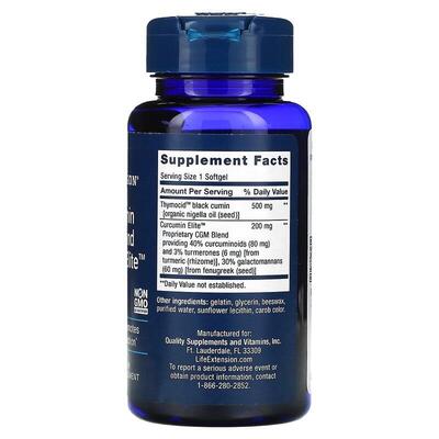 Масло из семян черного тмина с куркумином Life Extension Black Cumin Seed Oil and Curcumin Elite, 60 капсул