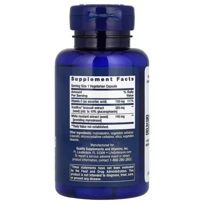 Брокколі с мірозиназою Life Extension Optimized Broccoli with Myrosinase, 30 вегетаріанських капсул