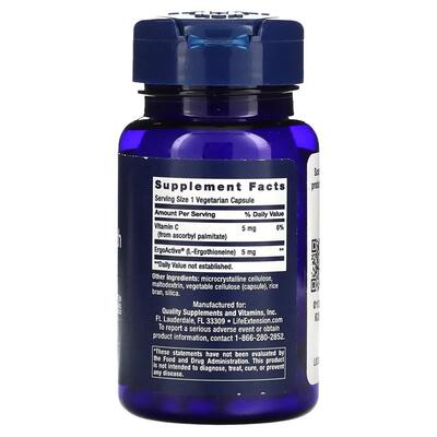 L-эрготионеин Life Extension Essential Youth L-Ergothioneine 5 мг, 30 вегетарианских капсул