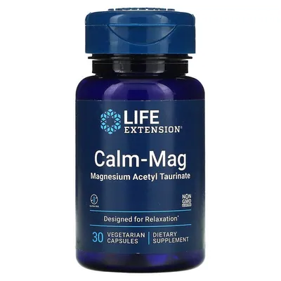 Магній ацетил-тауринат Life Extension Calm-Mag, 30 вегетаріанських капсул