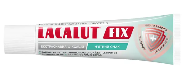 Крем для фіксації зубних протезів Lacalut Fix Екстрасильна фіксація М’ятний смак, 40 мл