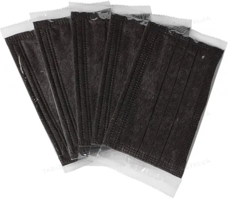 Маска захисна Abifarm Black Carbon з вугільним фільтром, 3-шарова, стерильна, 5 штук
