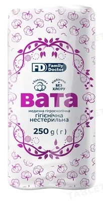 Вата нестерильна FD Family Doctor медична гігроскопічна, гігієнічна, "Зіг-Заг", 250 г