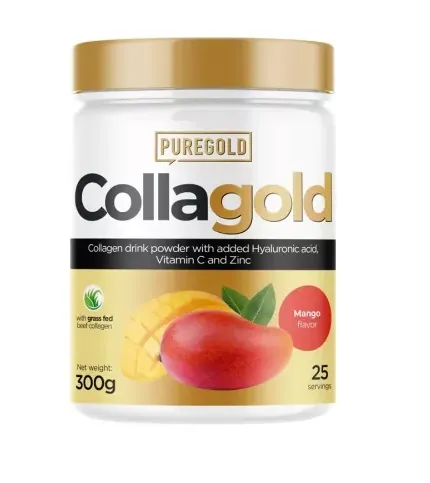 Колаген Pure Gold CollaGold Mango з гіалуроновою кислотою, вітаміном С та цинком, зі смаком манго, 300 г