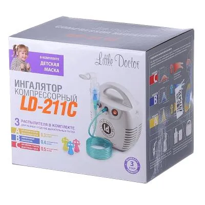 Інгалятор (небулайзер) Little Doctor LD-211С компресорний білого кольору