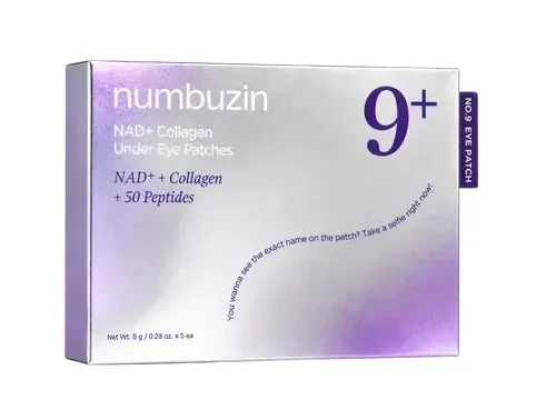 Ліфтинг-патчі під очі Numbuzin No.9 NAD+ Collagen Under Eye Patches з колагеном та пептидами, 5 пар