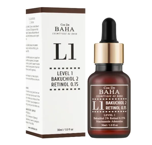Сироватка для обличчя Cos De Baha L1 Bakuchiol & Retinol Serum антивікова з бакучиолом та ретинолом, 30 мл