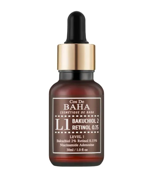 Сироватка для обличчя Cos De Baha L1 Bakuchiol & Retinol Serum антивікова з бакучиолом та ретинолом, 30 мл