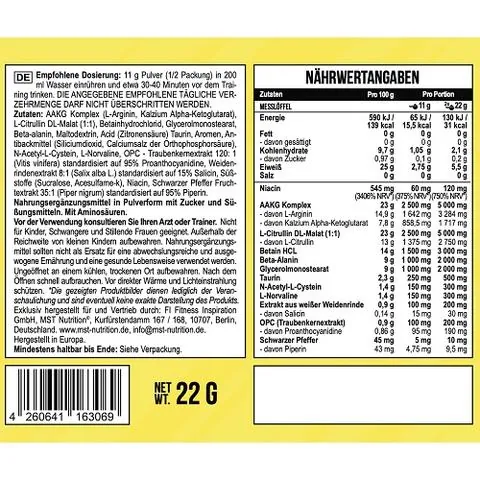 Передтренувальний комплекс MST Nutrition Pump Killer фруктовий пунш, 22 г