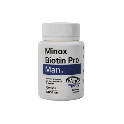 Вітаміни Minox Biotin Pro Man для росту волосся та бороди, 100 таблеток