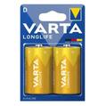Батарейка Varta Longlife D LR20 щелочная, 2 штуки