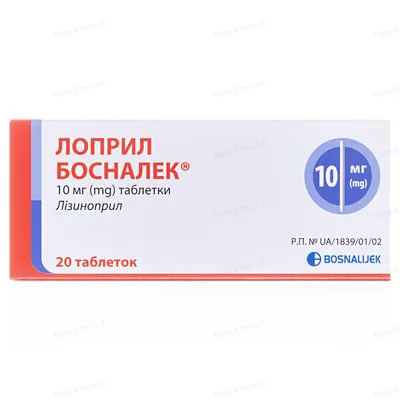 Лоприл Босналек таблетки по 10 мг №20 (10х2)