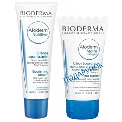 Набір Bioderma Atoderm (бальзам живильний для обличчя 40 мл + крем для рук 50 мл)