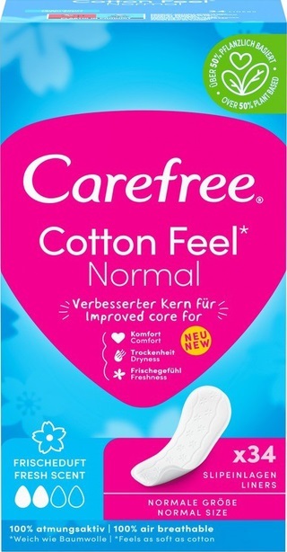 Прокладки ежедневные Carefree Cotton Feel Normal Fresh гигиенические, 34 шт