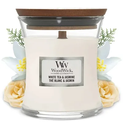 Свічка ароматична Woodwick Білий чай з Жасмином міні, 85 г