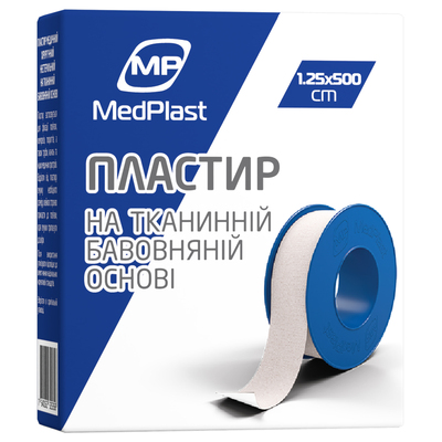 Пластырь медицинский MP MedPlast на тканевой основе, 1,25 см х 500 см, 1 штука