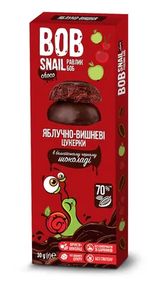 Цукерки Bob Snail Choсo Яблуко-вишня у бельгійському молочному шоколаді, 30 г