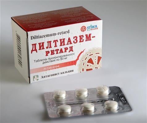 Дилтіазем-ретард таблетки прол./д. по 90 мг №30 (6х5)