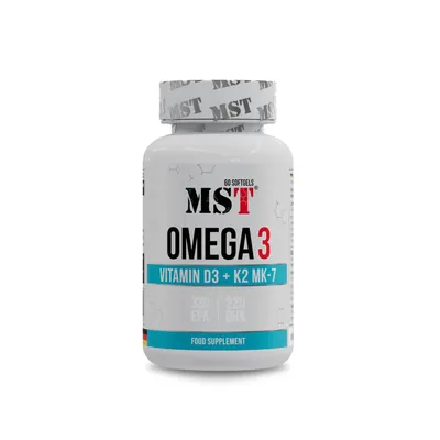 Омега-3 MST Nutrition Omega 3+ D3 + K2, 60 гелевих капсул
