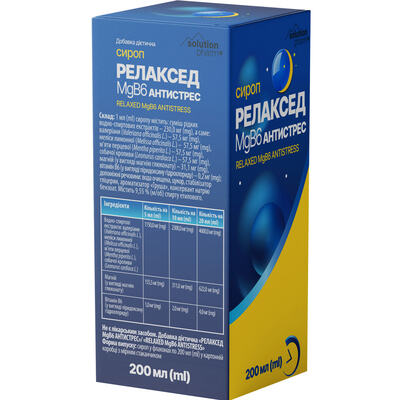 Релаксед MgB6 Антистресс Solution Pharm сироп по 200 мл во флак.