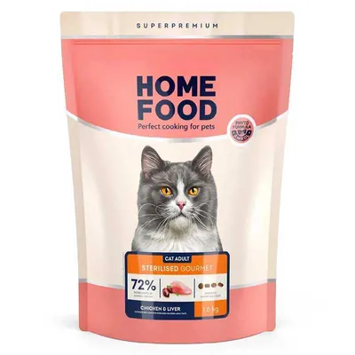 Корм сухий Home Food для вибагливих котів з куркою і печінкою, 1,6 кг