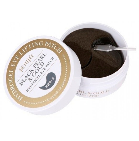 Патчи под глаза гидрогелевые Petitfee Black Pearl & Gold Hydrogel Eye Patch черный жемчуг золото, 60 шт