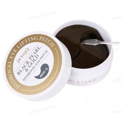 Патчі під очі гідрогелеві Petitfee Black Pearl & Gold Hydrogel Eye Patch чорні перли золото, 60 шт