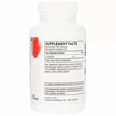 Аргінін Thorne Research L-Arginine, 120 капсул