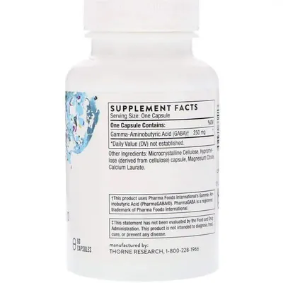 Гамма-аміномасляна кислота Thorne Research PharmaGABA-250, 60 капсул