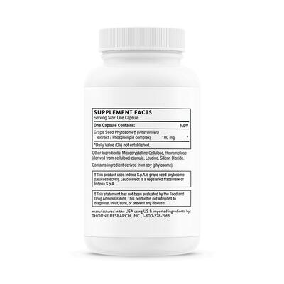 Экстракт виногадных косточек Thorne Research Grape Seed Extract (OPC-100), 60 капсул
