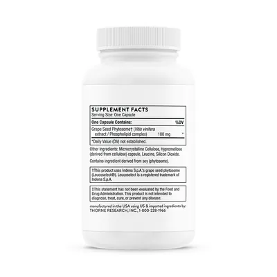 Екстракт виногадних кісточок Thorne Research Grape Seed Extract (OPC-100), 60 капсул