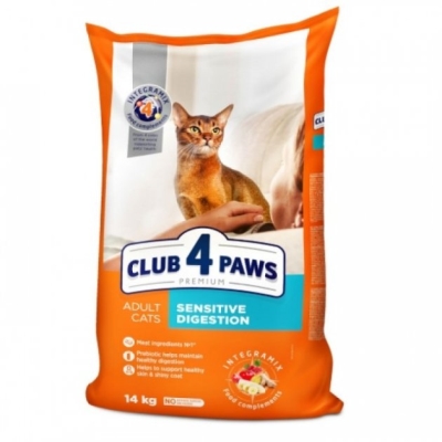 Корм сухой Club 4 Paws Sensitive Digestion для кошек с чувствительным пищеварением, 14 кг