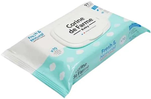 Серветки вологі Corine de Farme Fresh & Natural дитячі, 70 шт