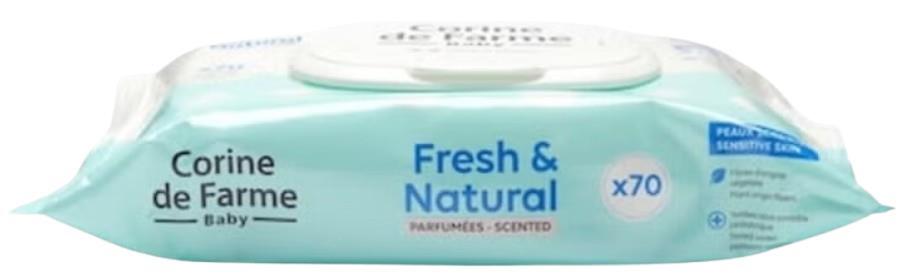 Салфетки влажные Corine de Farme Fresh & Natural детские, 70 шт