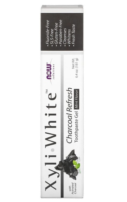 Зубная гель-паста NOW Foods Xyli White с древесным углем мята, 181 г