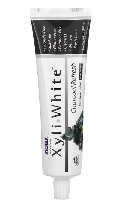 Зубна гель-паста NOW Foods Xyli White з деревним вугіллям м'ята, 181 г