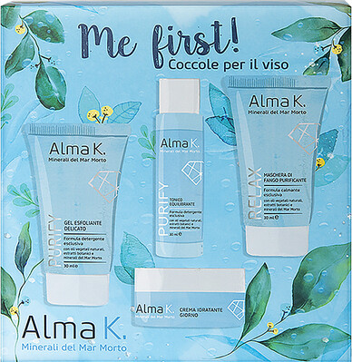 Набор Alma K. Me First! для ухода за лицом (очищающий крем 30 мл + тоник 30 мл + дневной крем 15 мл + очищающая маска 30 мл)