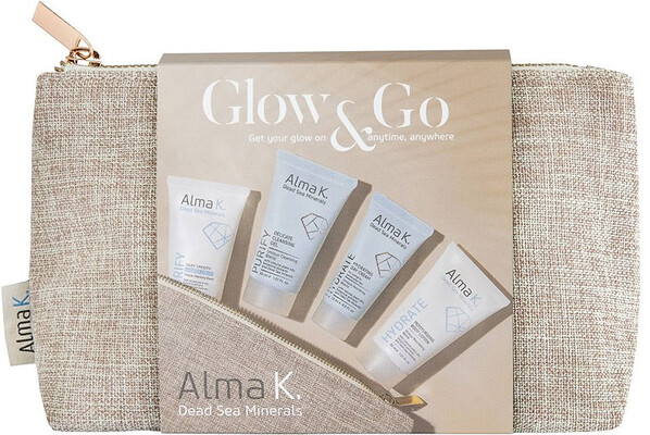 Набор Alma K. Glow & Go дорожный (гель для душа 30 мл + гель для умывания 30 мл + крем для лица 15 мл + лосьон для тела 30 мл)