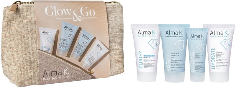 Набор Alma K. Glow & Go дорожный (гель для душа 30 мл + гель для умывания 30 мл + крем для лица 15 мл + лосьон для тела 30 мл)