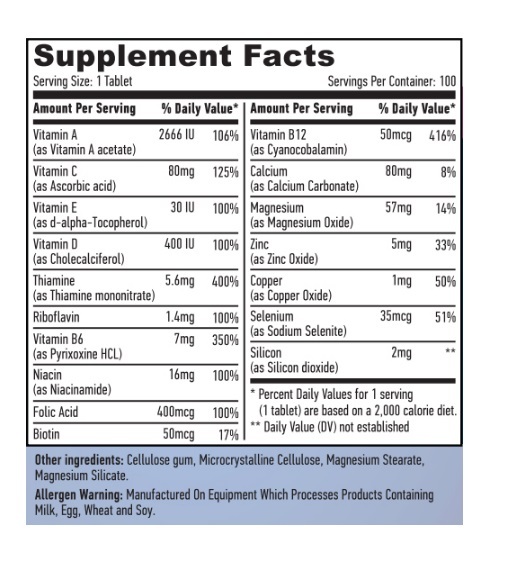 Витаминно-минеральный комплекс Мультивитамин Haya Labs Basic Adult Multivitamin таблетки №100