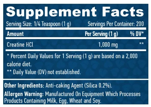 Креатин гідрохлорид Haya Labs Creatine HCL, порошок 200 г