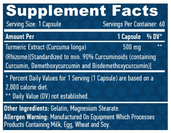 Куркумин/Экстракт куркумы Haya Labs Curcumin/Turmeric Extract 500 мг капсулы №60