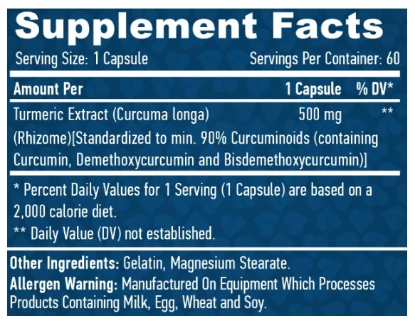 Куркумін/Екстракт куркуми Haya Labs Curcumin/Turmeric Extract 500 мг капсули №60