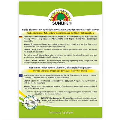 Витамины Sunlife Heibe Zitrone Sticks напиток горячий порошок по 4 г №20 в стиках