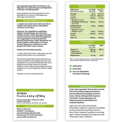 Вітаміни Sunlife Heibe Zitrone Sticks напій гарячий порошок по 4 г №20 у стіках