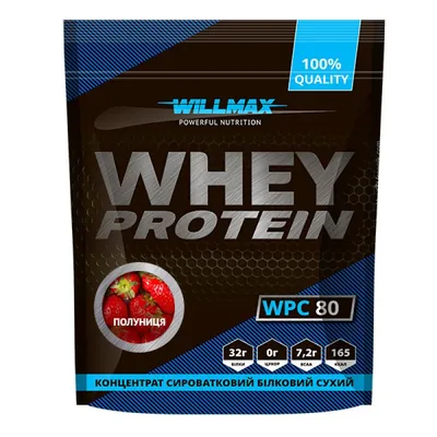 Протеїн сироватковий концентрат Willmax Whey Protein WPC 80, полуниця, 920 г