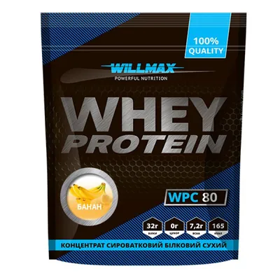 Протеїн сироватковий концентрат Willmax Whey Protein WPC 80, банан, 920 г
