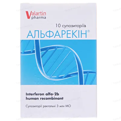Альфарекін супозиторії рект. по 3 млн МО №10 (5х2) у стрип.