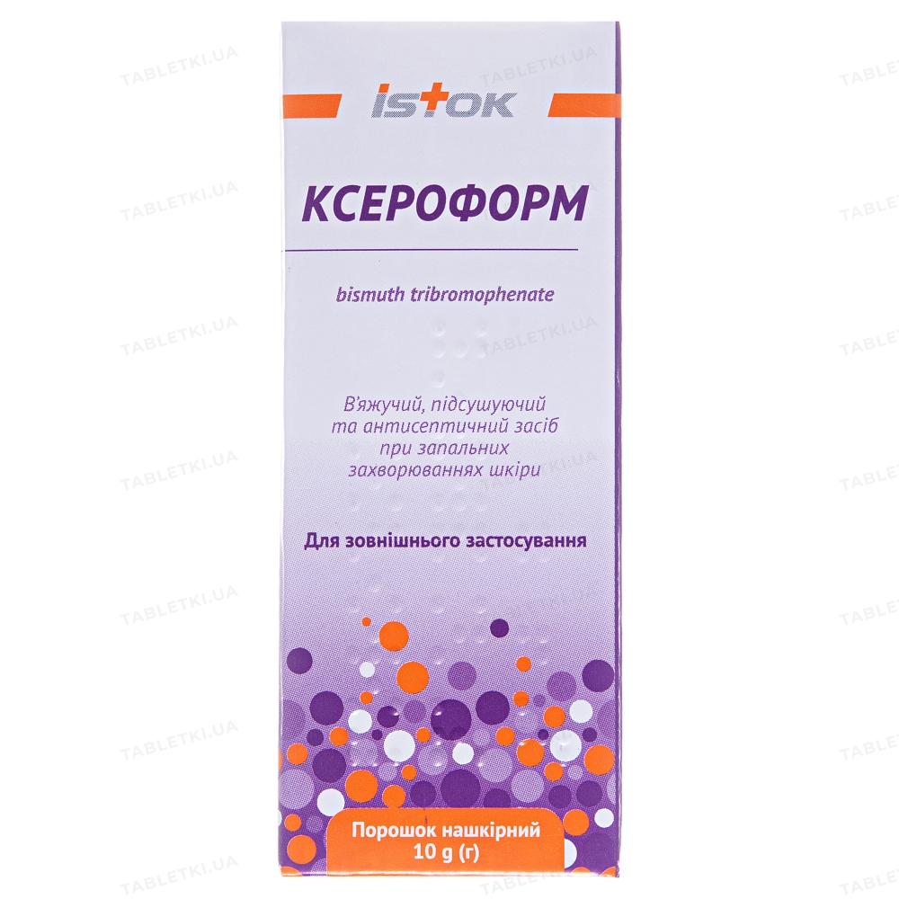 Ксероформ порошок н/к по 10 г во флак. полим. с насад. : инструкция ...