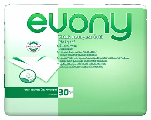 Пелюшки Evony одноразові гігієнічні 90 см x 60 см, 30 шт